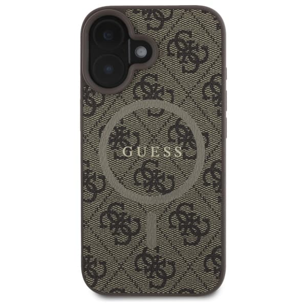 Guess 4G Ring Classic Logo MagSafe-etui til iPhone 16, brun