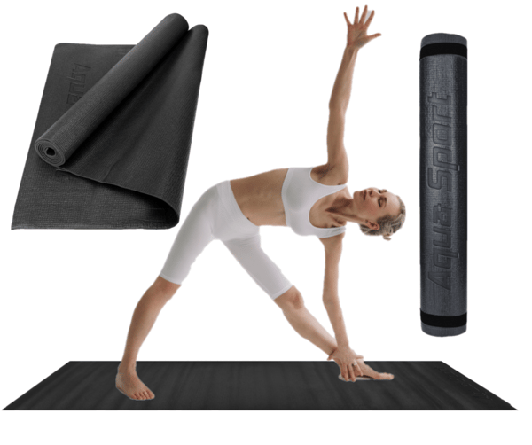 Aqua-Sport Powerstretch Pro yogamåtte, sort PVC