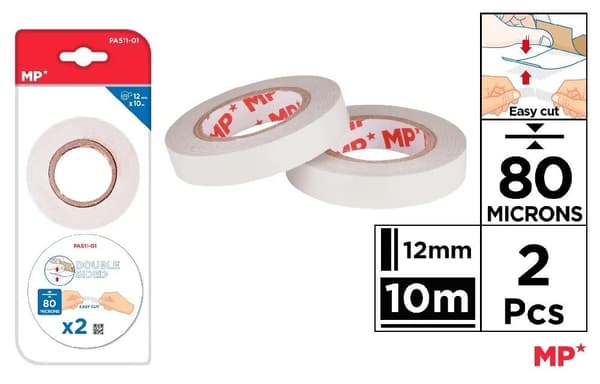 Dubbelhäftande tejp 12mmx10m 2 st