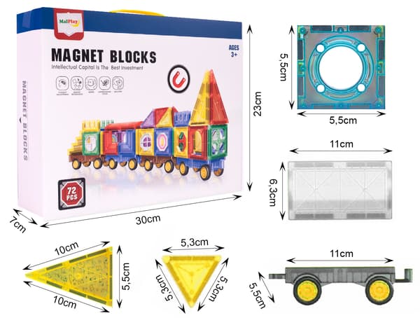 Magnetiska pedagogiska 3D-kreativa block 72 bitar