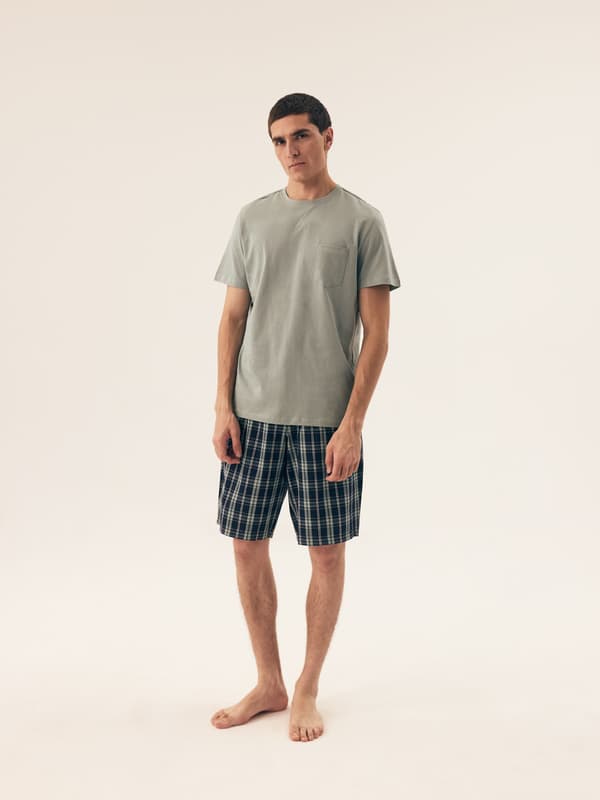 Dexter Henderson Herrepyjamas | Lysegrøn, Marineblå M