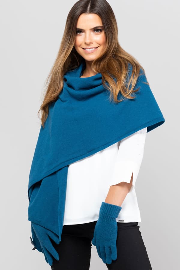 SCARF*01 dame vintertørklæde turkis farve