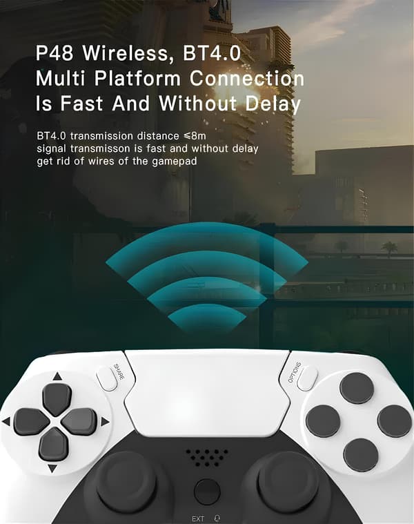 GAMINJA P48 Trådløs Gamepad til PS4/PS3 PC Controller med Vibration og Turbo-tilstand til Konsoler og PC