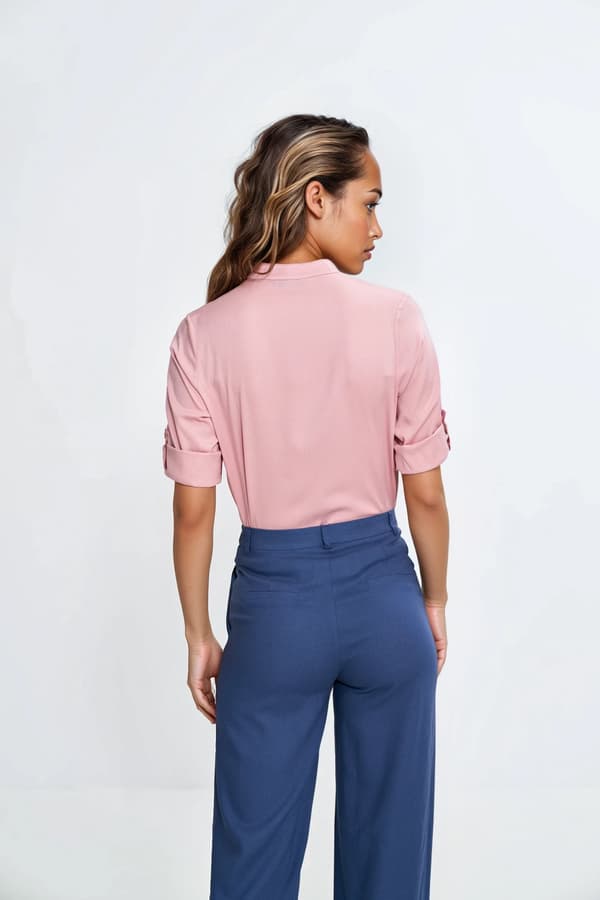 Bootcut-byxor av rayon med dold knapp - koboltblå 38