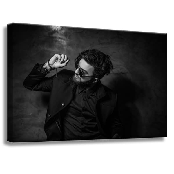 Lærredstryk Sort-hvid Mand 60x40 cm