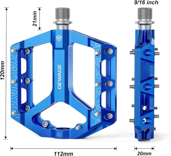 Gewage Blå Aluminiumplattformscykelpedaler 3 Tätade Lager