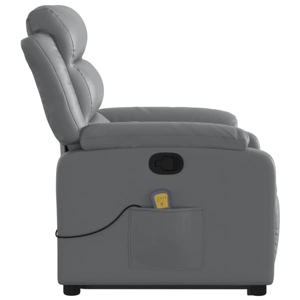 vidaXL Lyftbar massagefåtölj, grå, konstläder