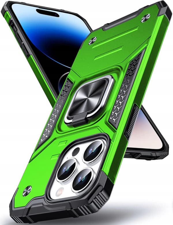 iPhone 15 Pro-skal grönt armerad ringmagnet Dasfond 6,1"
