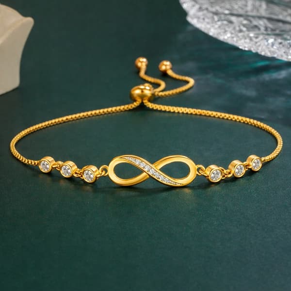 Guld Infinity Armbånd med Kæder og Krystaller til Gave