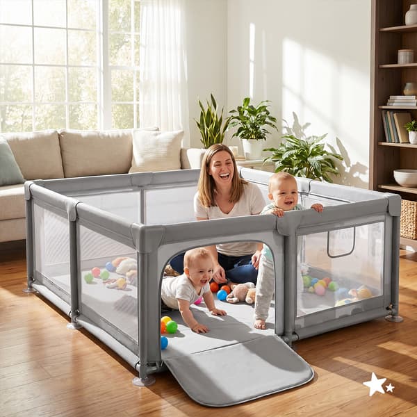 KIVO Babylekhage 150x180 cm Stor torr lekhage för barnpool grå