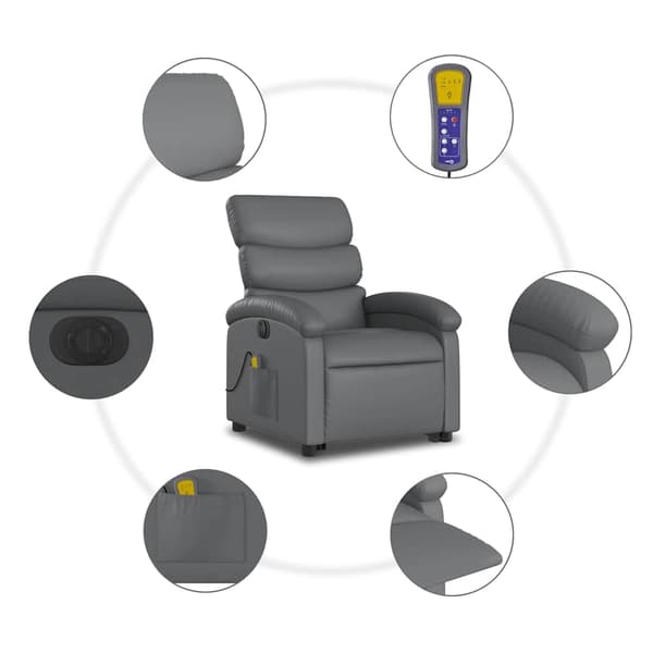 vidaXL elektrisk lænestol med massage, grå