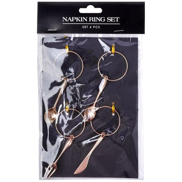 Servietringe metal guld bestik 4 cm 4 stk