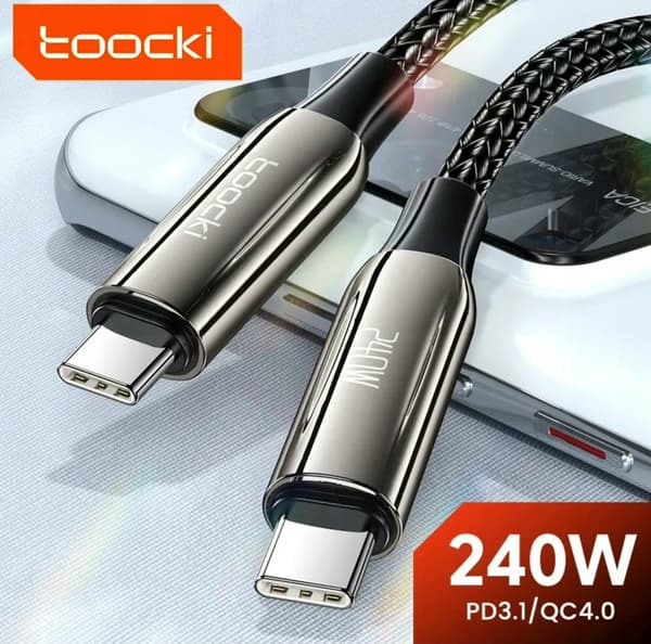 Toocki 240W snabbladdningskabel 2m USB-C/USB-C stark kabel 2 meter