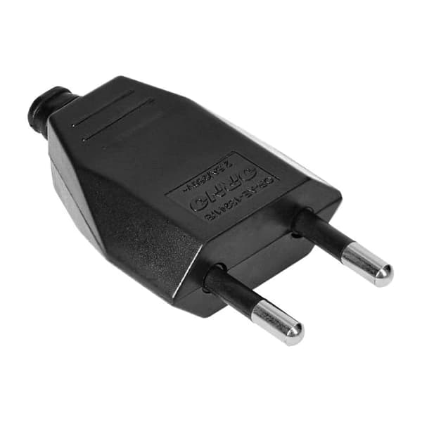 Litteä pistoke ilman maadoitusta 2.5A 250V musta 1 kpl.