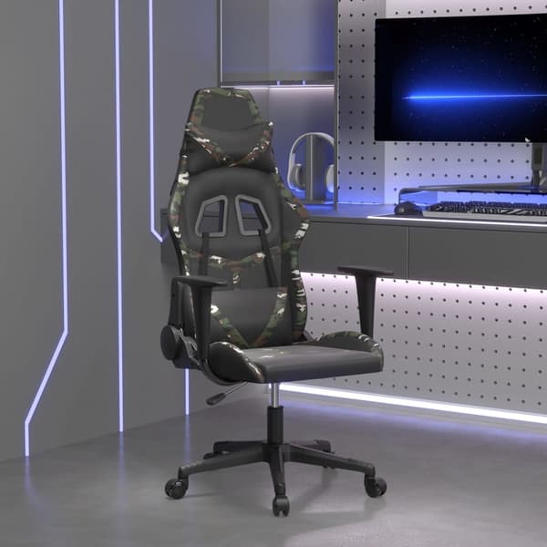 vidaXL gamingstol, sort og camouflage, kunstlæder
