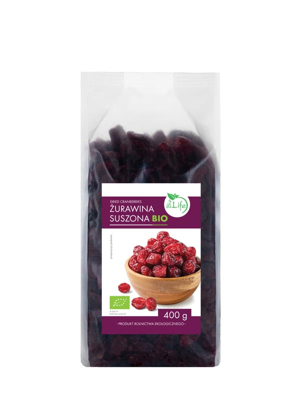 Sötade ekologiska tranbär 400 g
