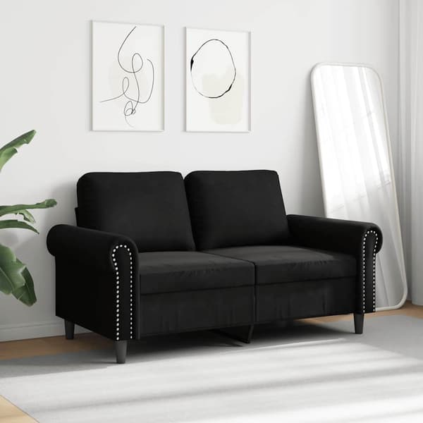 vidaXL 2-sitssoffa, svart, 120 cm, klädd i sammet