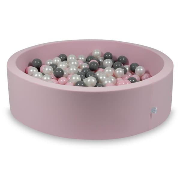 Tør pool, pulverrosa, 110x30 cm, med 400 bolde: perlemor, grå, lysrosa