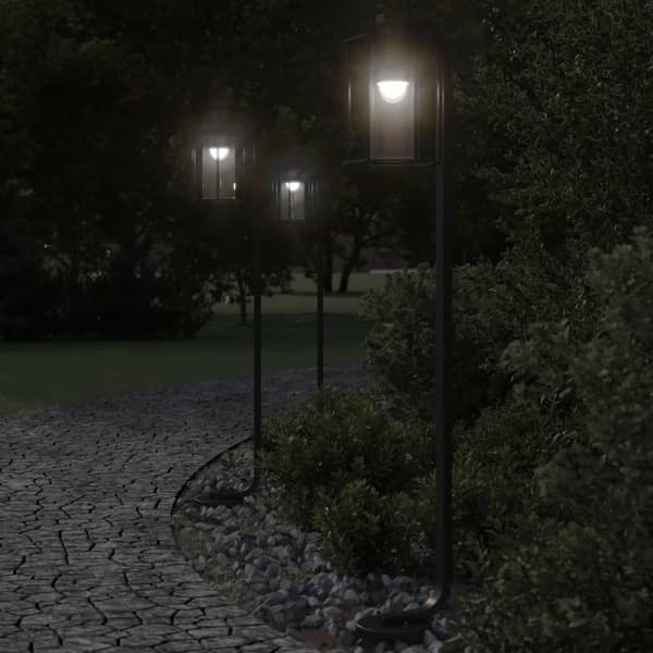 vidaXL havegulvlamper, 3 stk., sort, 100 cm, rustfrit stål