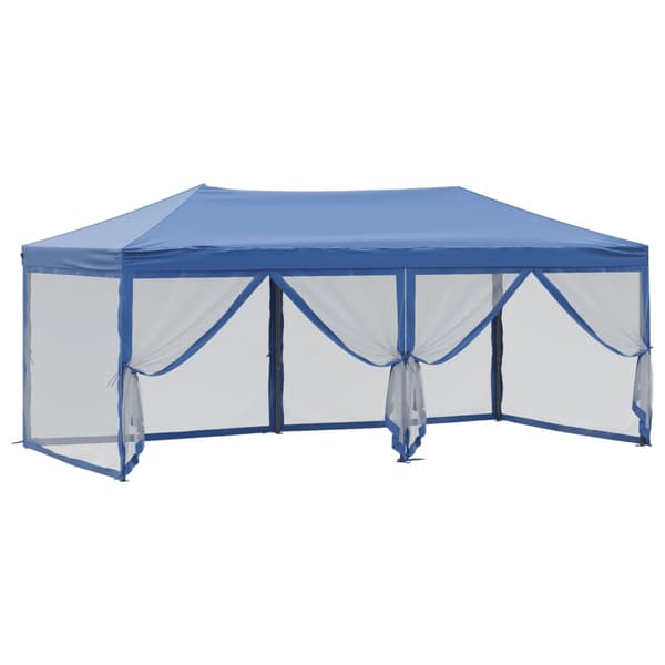vidaXL Hopfällbart partytält med sidor blått 3x6 m