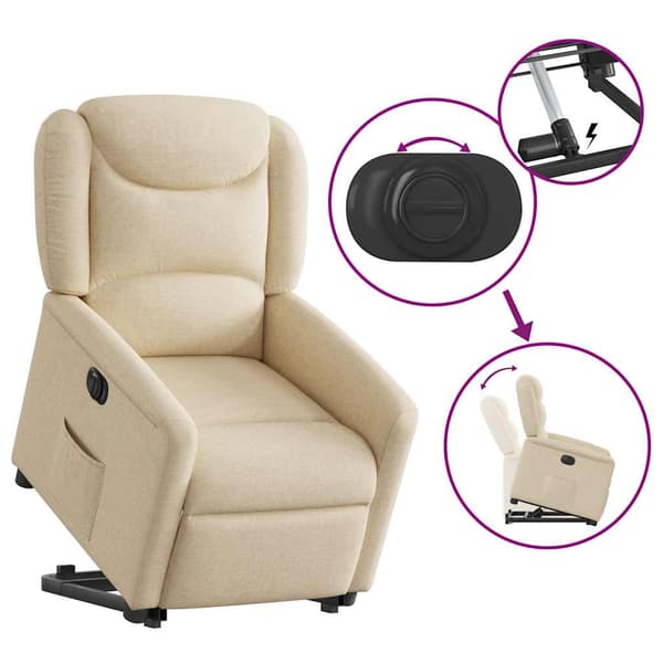 vidaXL Lyftbar massagefåtölj, elektrisk, vilstol, krämfärgad