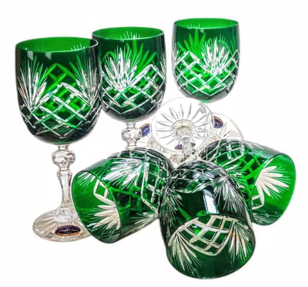 Smaragdkrystal vinglas 240ml Ananas 6 stk.
