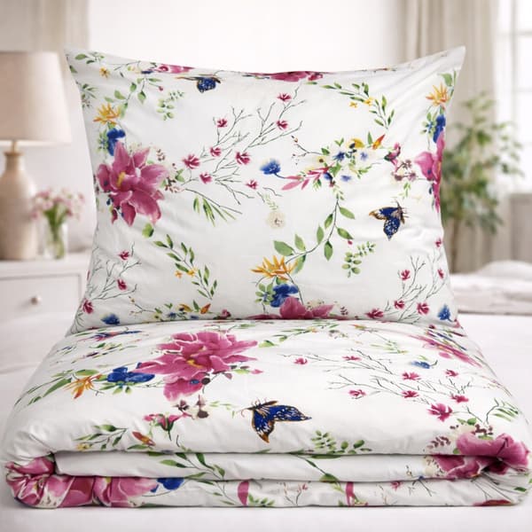 Sengesæt 160x200 100% tyk bomuld 3 dele poleret premium blomster