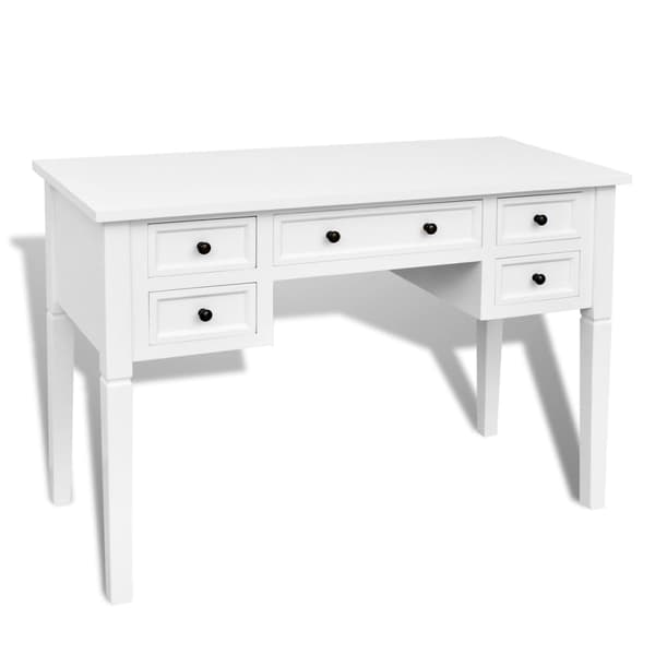 vidaXL skrivebord med 5 skuffer hvid
