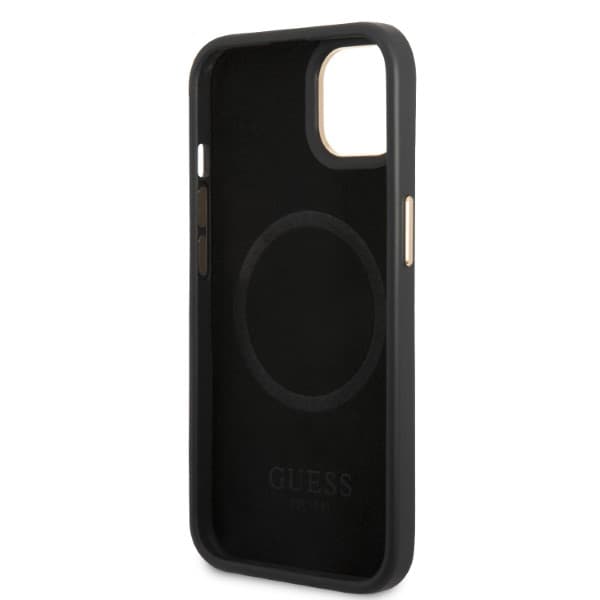 Guess Peony Logo Plate MagSafe-etui til iPhone 13, sort