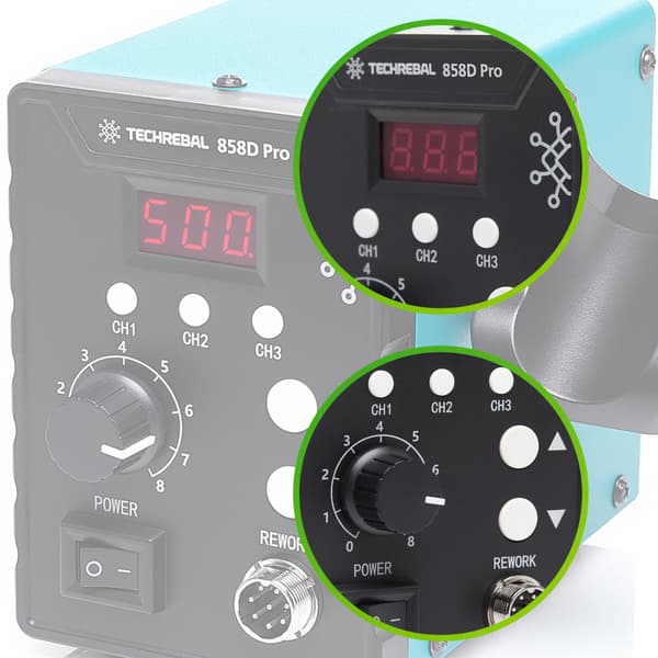 Techrebal 858D Loddestation + dyse + måtte 30x20