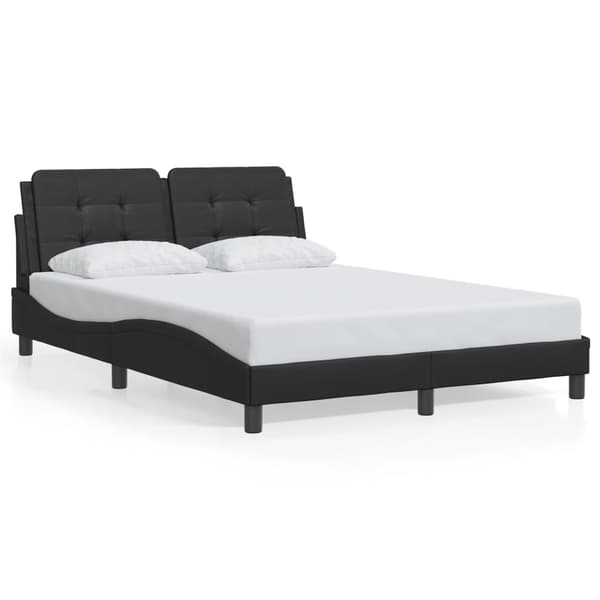 vidaXL sengestel med LED sort 140x190 cm kunstlæder