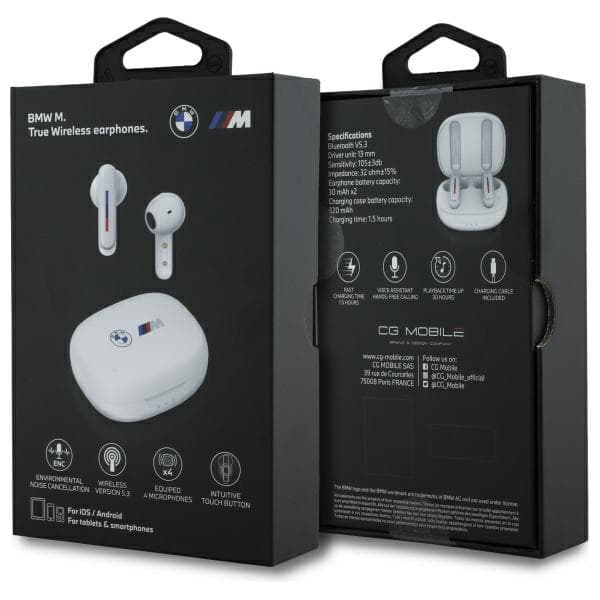 BMW Trykte Logoer Bluetooth TWS Hovedtelefoner + Dockingstation, Hvide