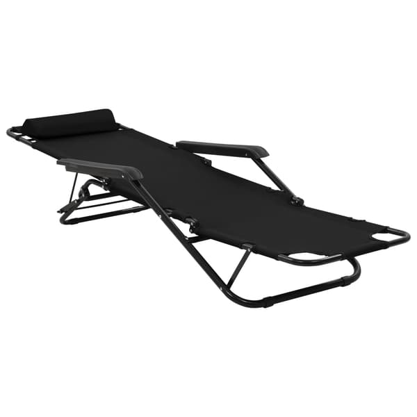 vidaXL foldbare liggestole med fodstøtte, 2 stk., stål, sort