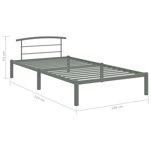 vidaXL Sängram grå metall 90 x 200 cm
