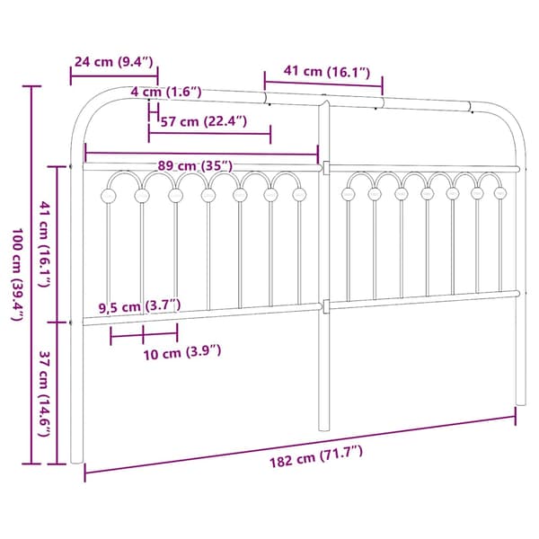 vidaXL metalsengegavl hvid 180 cm