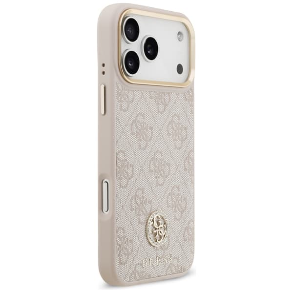 Guess 4G Strass Logo & Store Rem Metalknapper MagSafe-cover til iPhone 17 Pro Max Lyserød