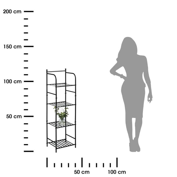 Metalhylde, 4 niveauer, h115 cm