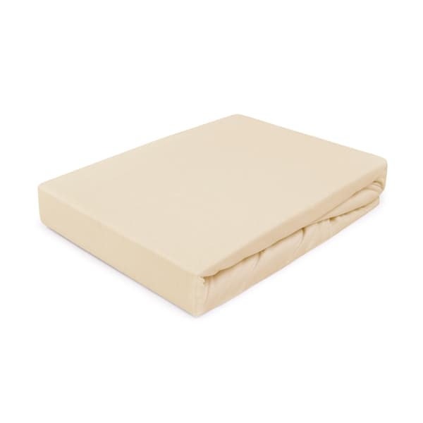 Stræklagen 120x200 elastisk JERSEY 100% BOMULD lys beige