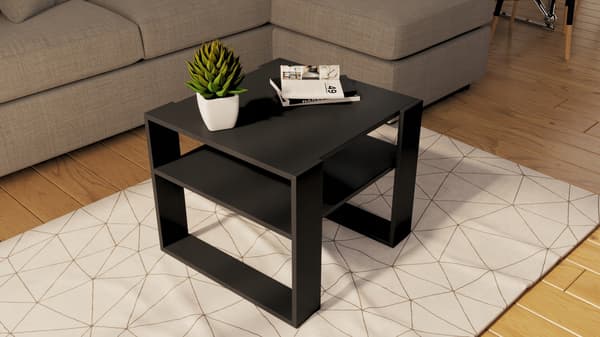 Sort sofabord 55x55cm loft retro bord bænk