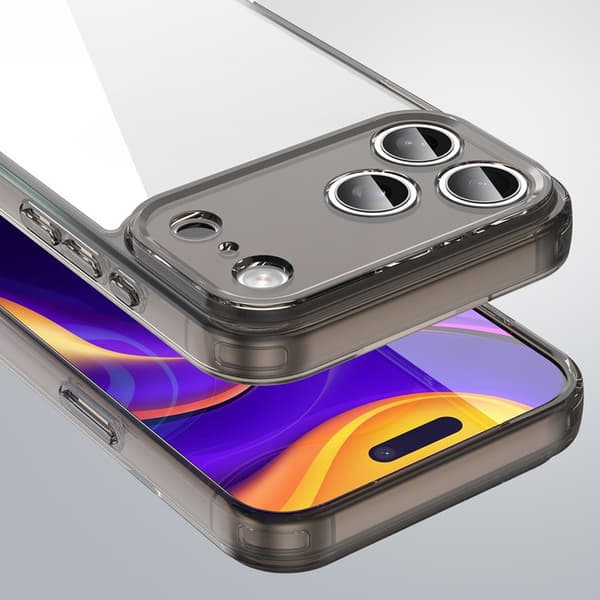 iPhone 17 Pro cover, silikone med hård bagside, røget sort