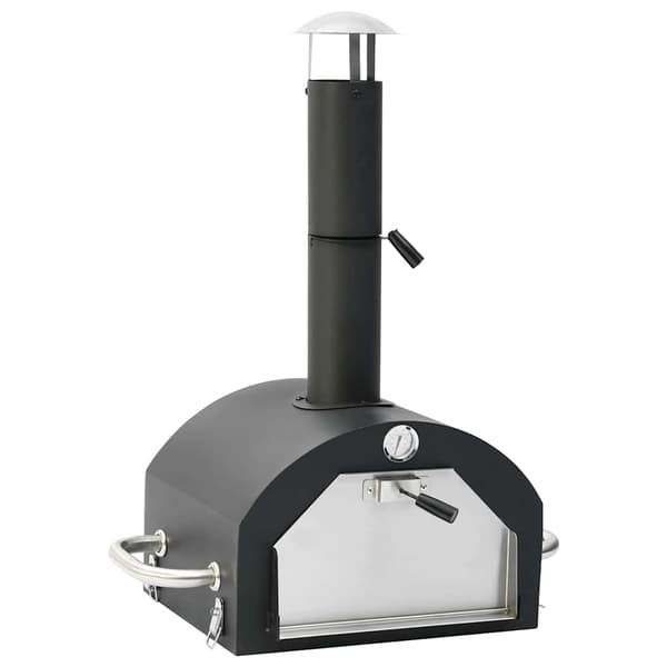 vidaXL 3-in-1 puutarhapizzauuni, grilli, savustin, musta