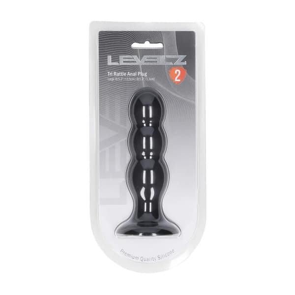 Tri Rattle Flydende Silikone Analprop - L - Sort