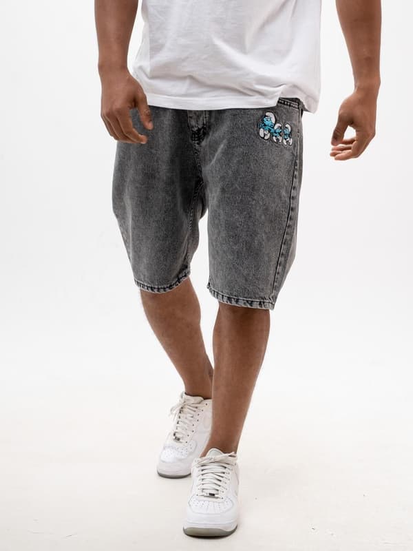 Herr Grå Smurfar Gargamel Pocket Baggy Jeans Shorts L