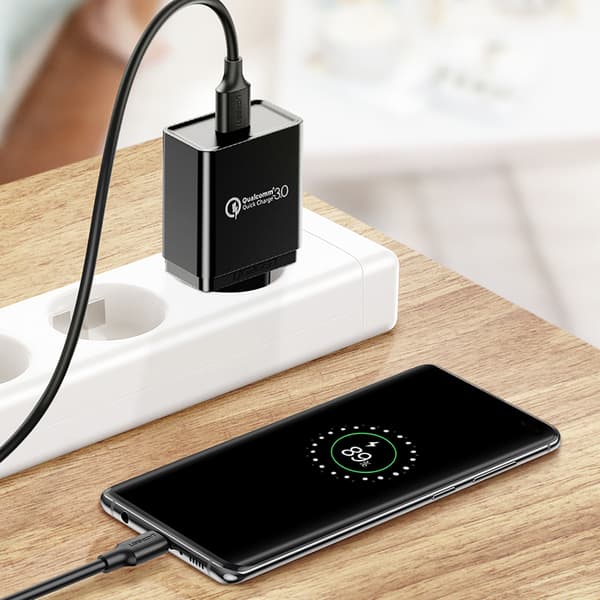 USB-A 3.0 - USB-C 3A -kaapeli 1,5 m - musta