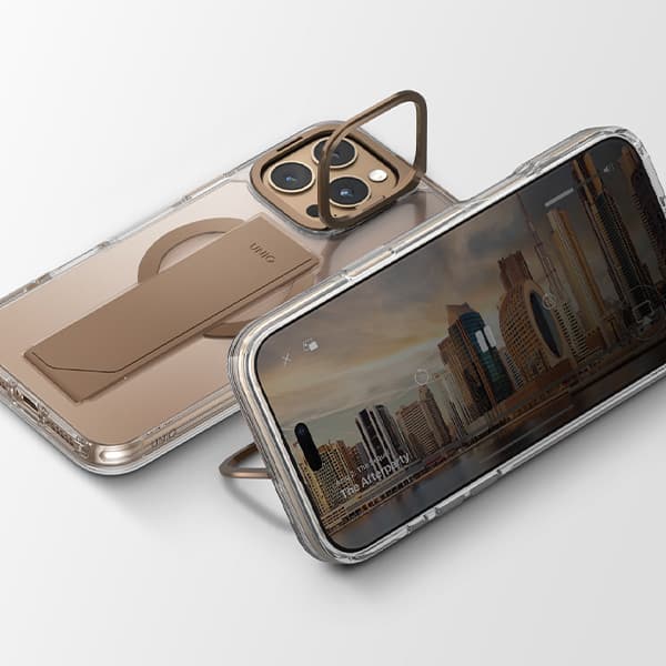 UNIQ Heldro Max MagSafe-etui med FlexGrip-rem, iPhone 16 Pro-stativ, klar