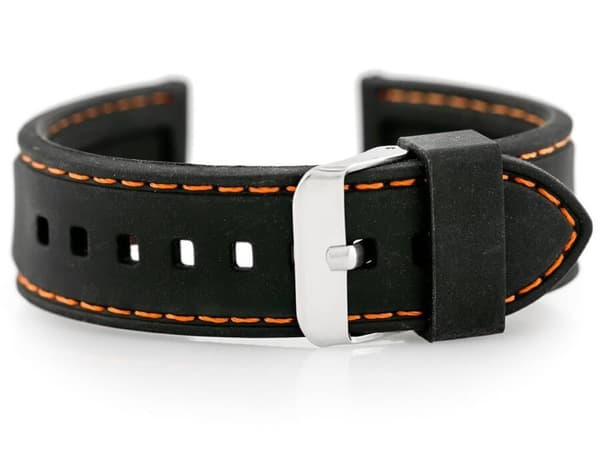 Gummirem til U20-ur - sort/orange 22mm