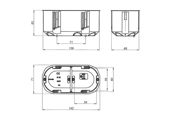 Infälld låda för Regips G/K Deep Double 2x60mm Multibox 1 st SIMET