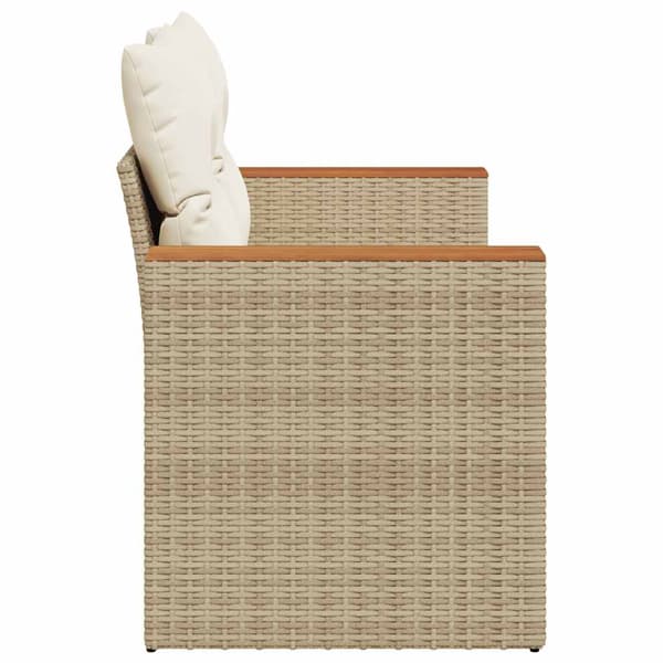 vidaXL Trädgårdssoffa med kuddar, 2-sits, beige, polyrotting