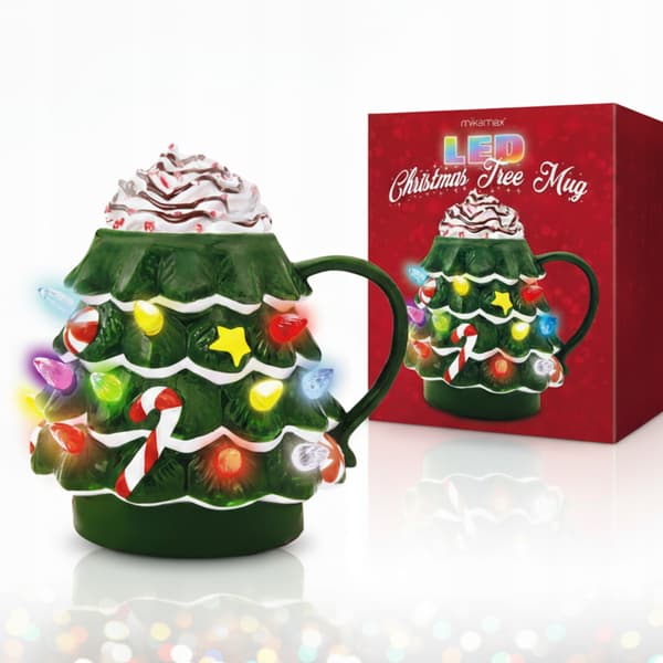 Julmugg glödande julgran LED julemand gåva 200ml