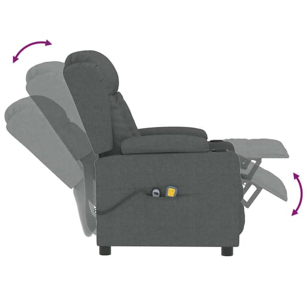 vidaXL elektrisk massagestol, mørkegrå, stof